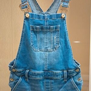 Blue Cotton Denim Overall Jumpsuit One-Piece Sleeveless Buckle Pockets 16